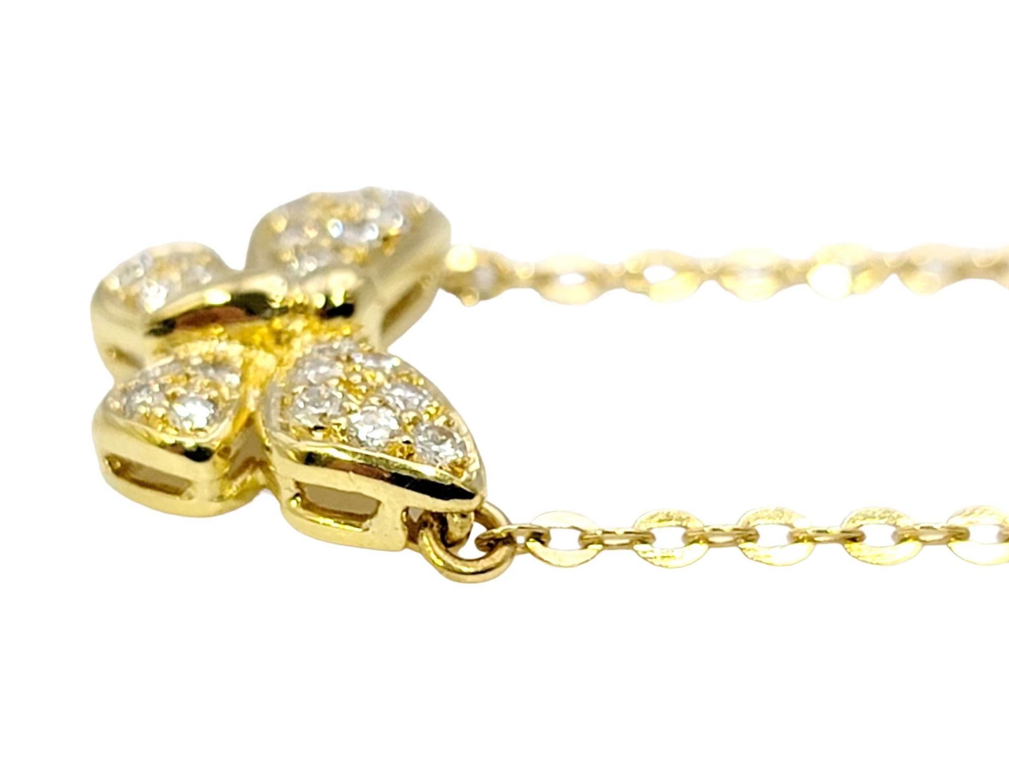 18 Karat Yellow Gold Pave Diamond Butterfly Pendant Necklace For Sale 2