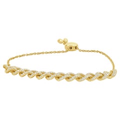 18 Karat Yellow Gold Pave Diamond Cuban Link Bolo Bracelet