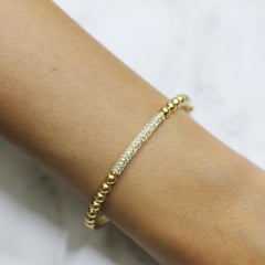 18 Karat Yellow Gold and Pave Diamond Cuff Bangle Stackable Bracelet 0.68 Carat