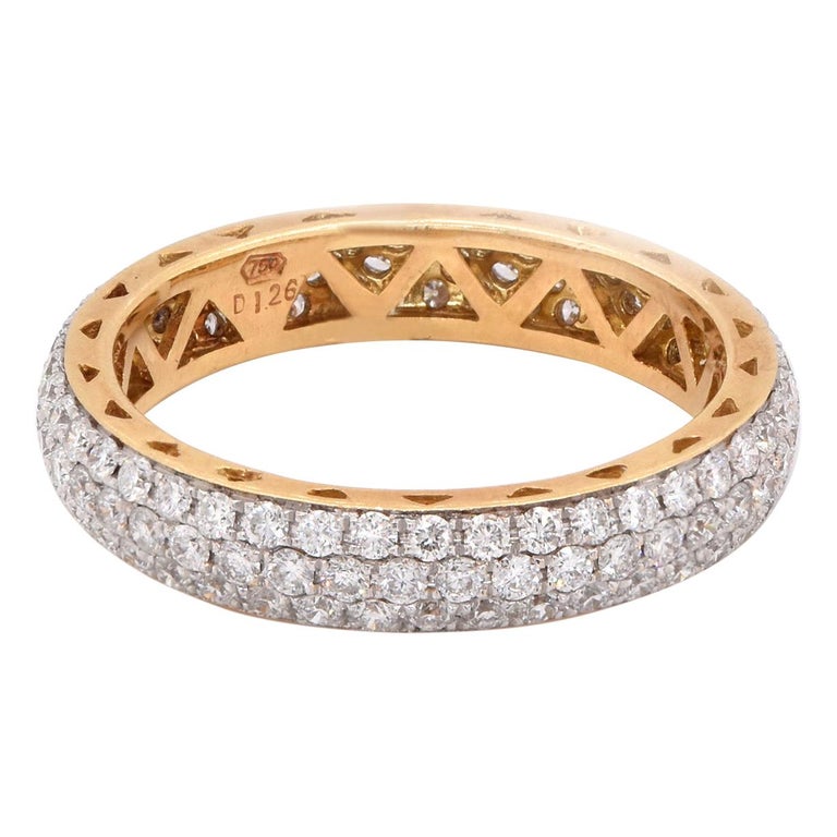 18 Karat Yellow Gold Pave Diamond Eternity Band For Sale at 1stDibs