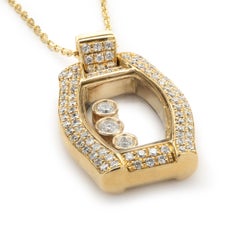 18 Karat Yellow Gold Pave Diamond Floating Diamond Necklace