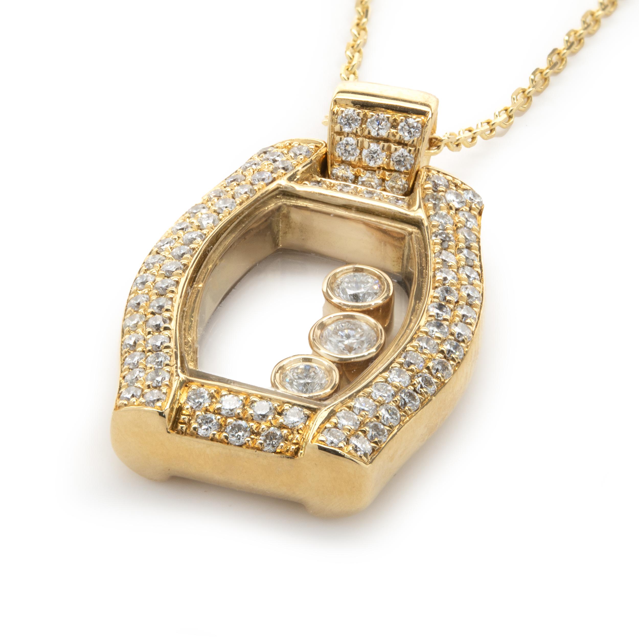 18 Karat Yellow Gold Pave Diamond Floating Diamond Necklace In Excellent Condition For Sale In Scottsdale, AZ