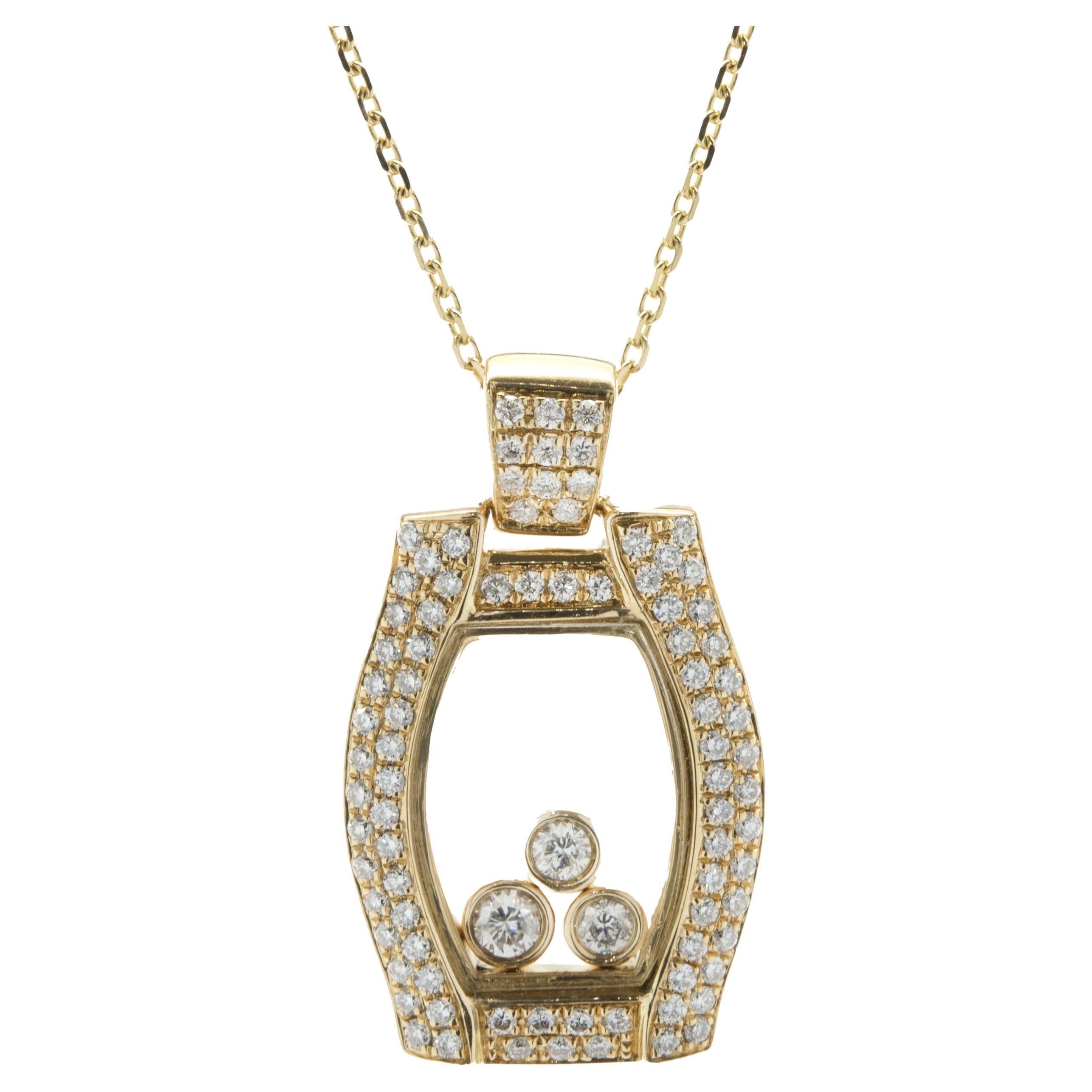 18 Karat Yellow Gold Pave Diamond Floating Diamond Necklace For Sale