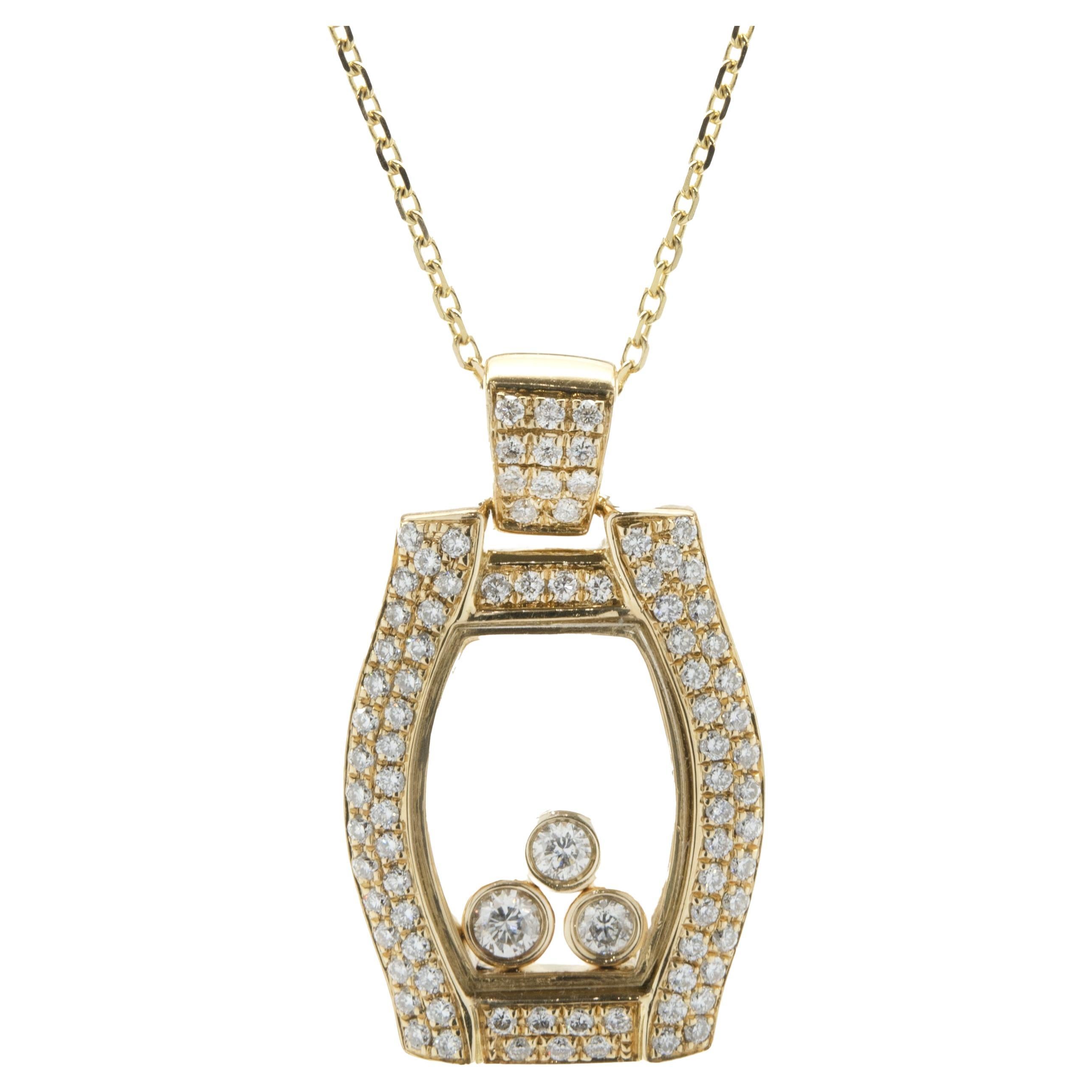 18 Karat Gelbgold Pave Diamant-Halskette mit schwebenden Diamanten