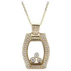 18 Karat Yellow Gold Pave Diamond Floating Diamond Necklace