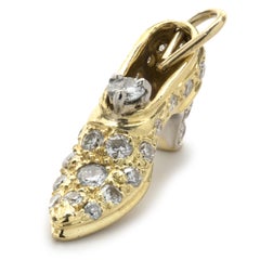 18 Karat Yellow Gold Pave Diamond High Heel Pendant