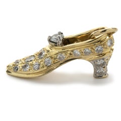 18 Karat Gelbgold Pavé-Diamant High Heel-Anhänger