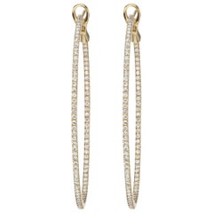 18 Karat Yellow Gold Pave Diamond Hoop Earrings