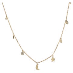 18 Karat Yellow Gold Pave Diamond Multi Shape Necklace
