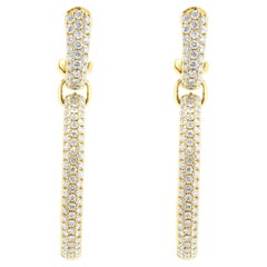 18 Karat Gelbgold Pave Diamant Oval Inside Outside Creolen Ohrringe