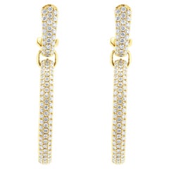 18 Karat Yellow Gold Pave Diamond Oval Inside Outside Hoop Earrings