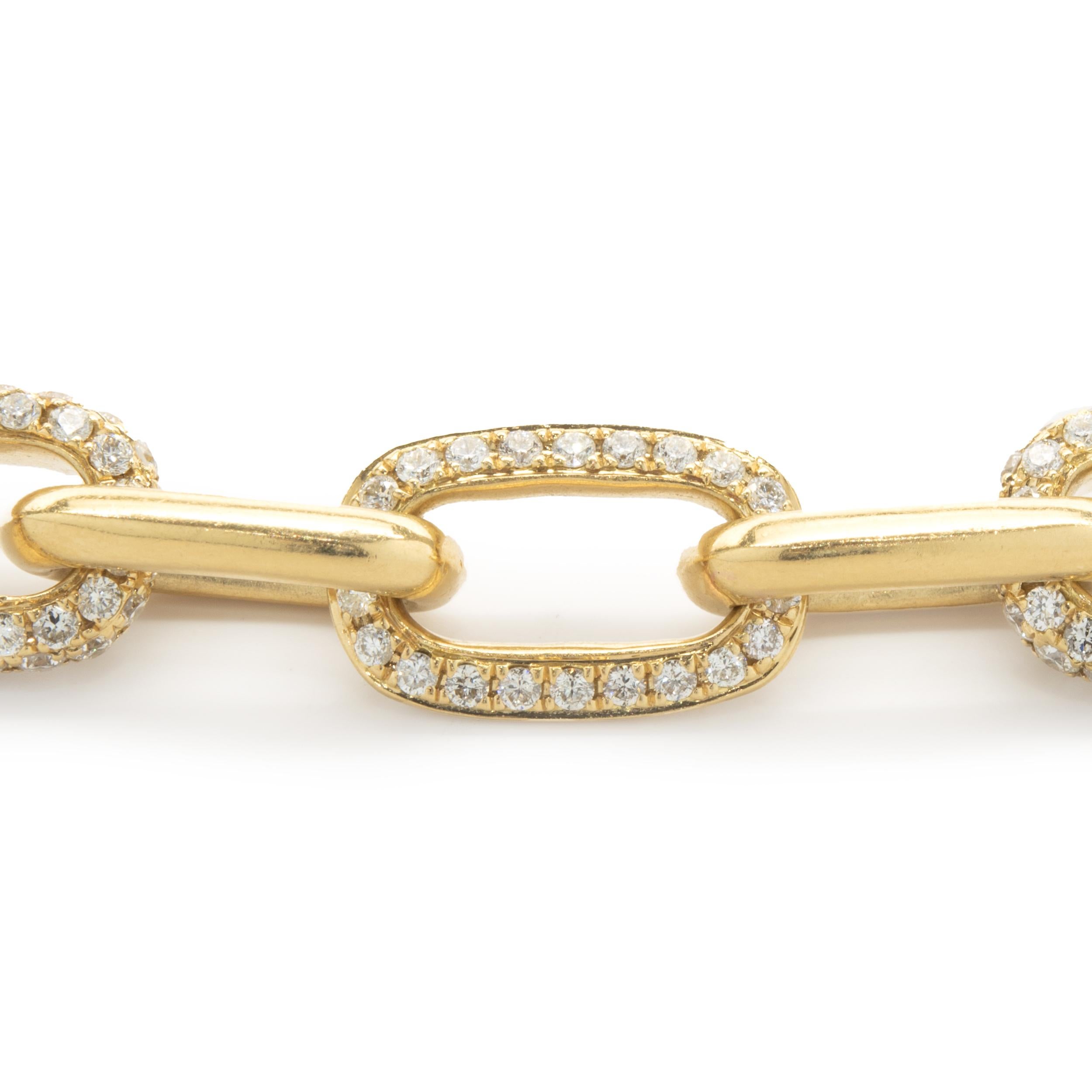 Designer: custom design
Material: 18K yellow gold
Diamonds: 1300 round brilliant cut = 22.75cttw
Color: G
Clarity: VS1-2
Dimensions: necklace measures 18-inches in length 
Weight: 70.81 grams