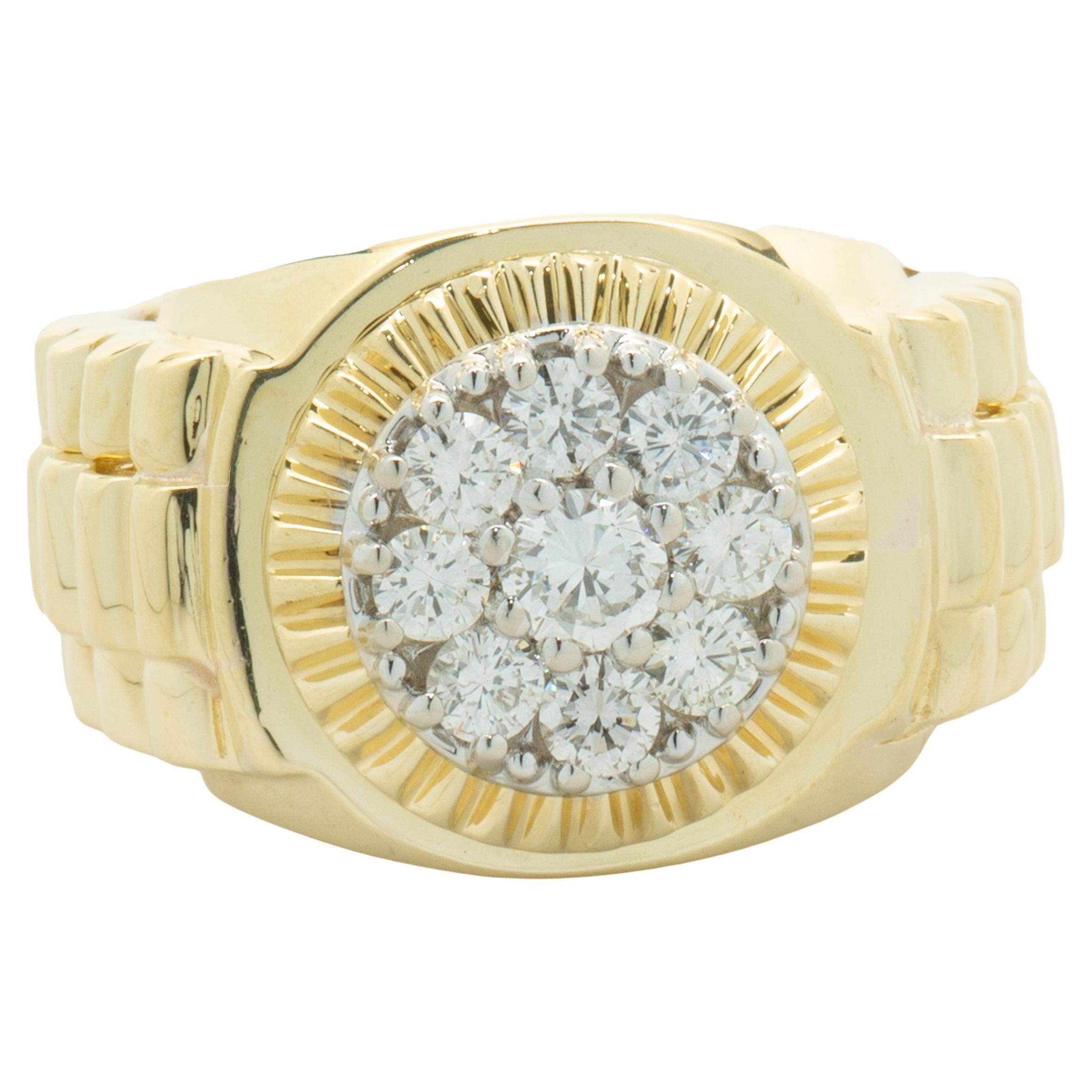 18 Karat Yellow Gold Pave Diamond Ring