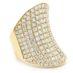18 Karat Yellow Gold Pave Diamond Saddle Ring