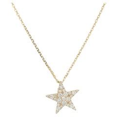 18 Karat Yellow Gold Pave Diamond Star Pendant