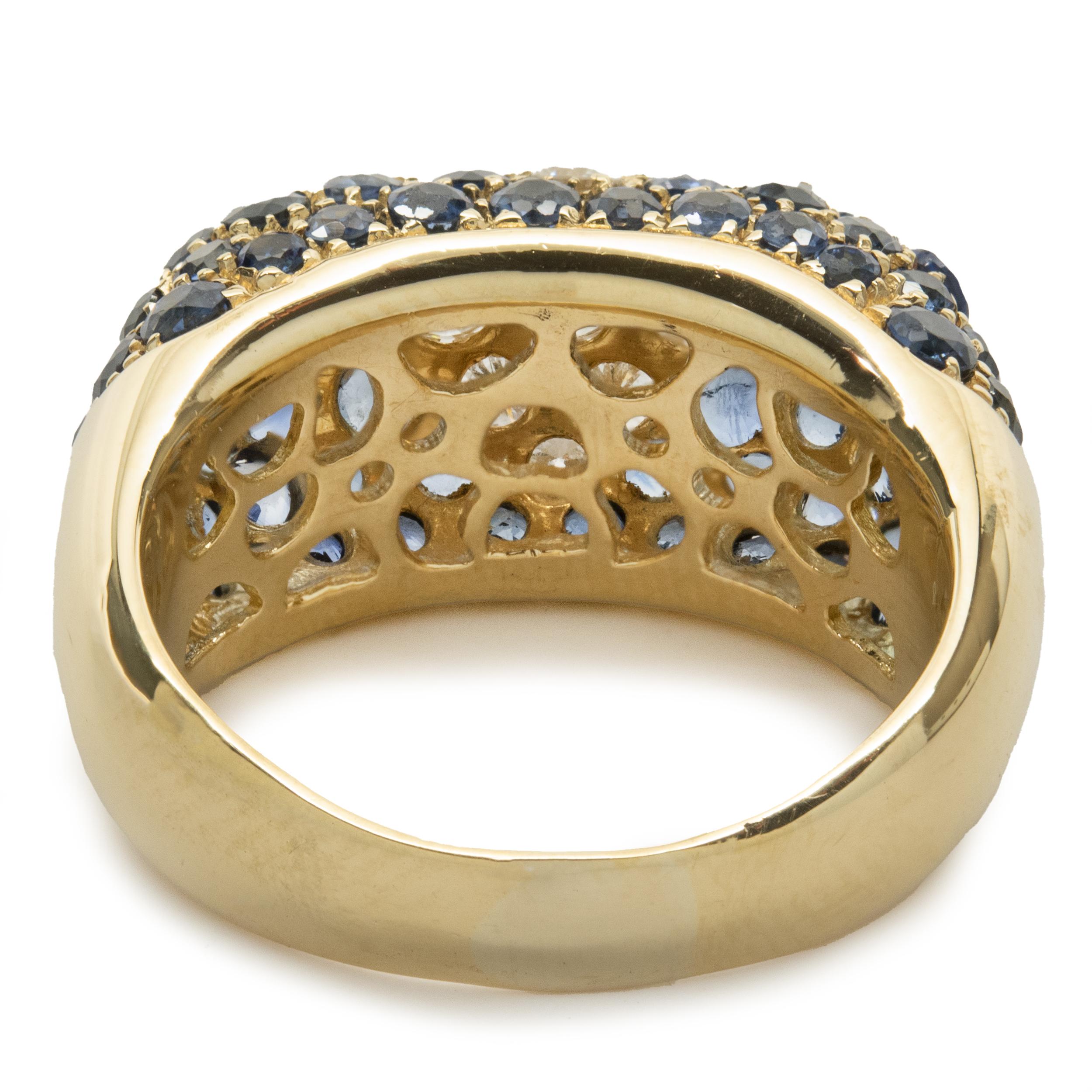 18 Karat Yellow Gold Pave Sapphire and Diamond Ring In Excellent Condition For Sale In Scottsdale, AZ