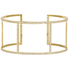 Ileana Makri 18 Karat Yellow Gold Pavé White Diamond Wire Cuff