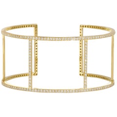 Ileana Makri 18 Karat Yellow Gold Pavé White Diamond Wire Cuff