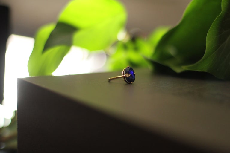 18 Karat Yellow Gold Peacock Ring with 4,6 Carats Blue Sapphire and Diamond For Sale 9