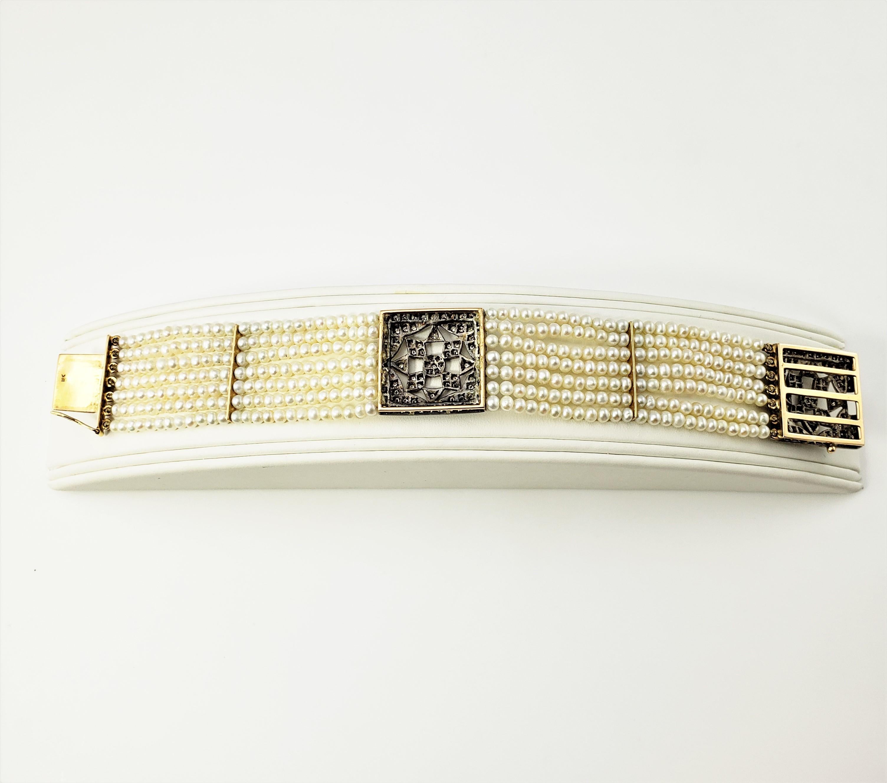Armband aus 18 Karat Gelbgold mit Perlen und Diamanten 1