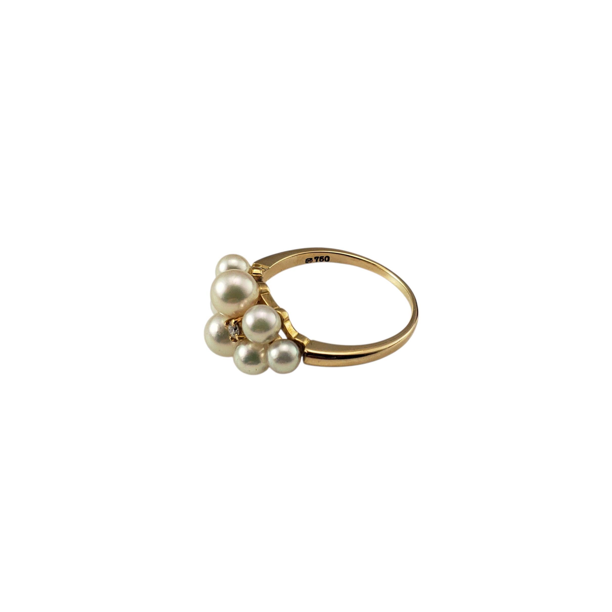 Brilliant Cut 18 Karat Yellow Gold Pearl and Diamond Cluster Ring Size 7 #22396 For Sale