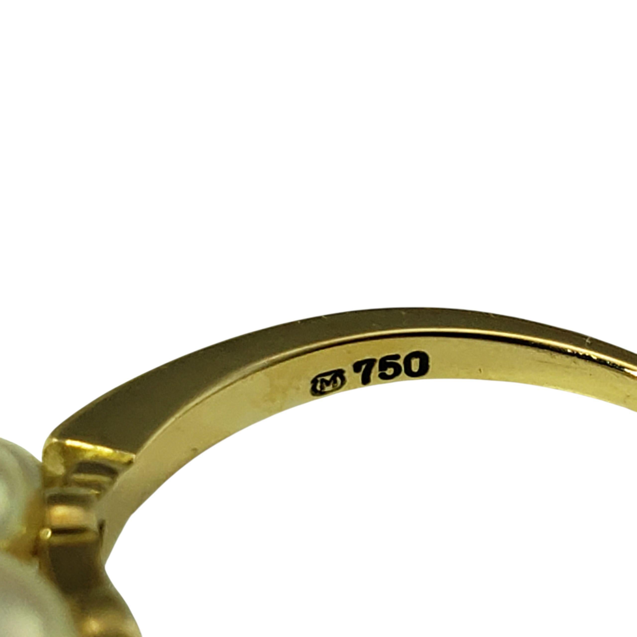 18 Karat Yellow Gold Pearl and Diamond Cluster Ring Size 7 #22396 For Sale 1