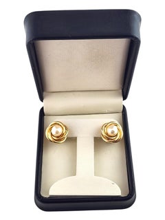 18 Karat Yellow Gold Pearl Earrings #19346