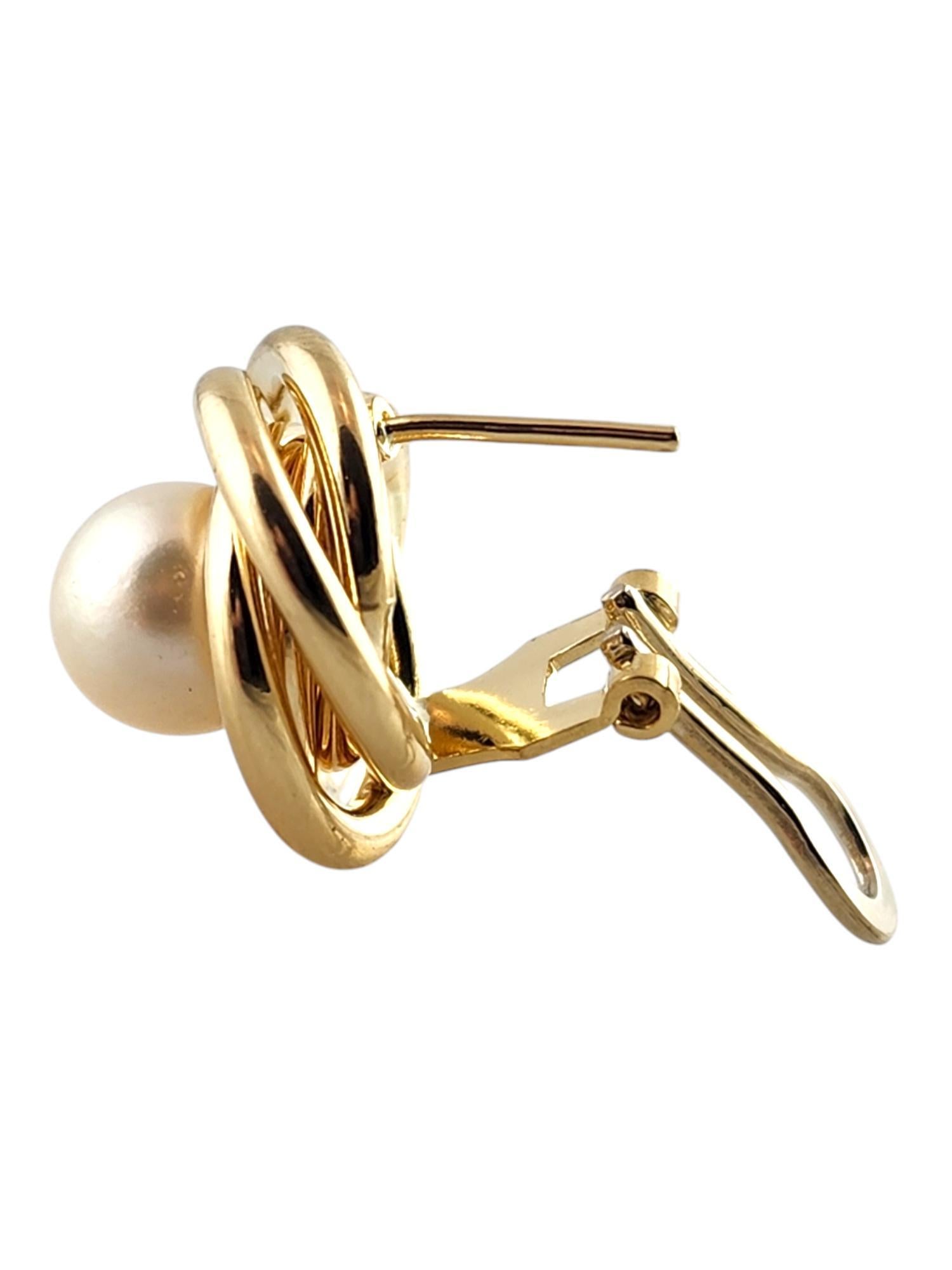 18 Karat Yellow Gold Pearl Earrings #19346 For Sale 2