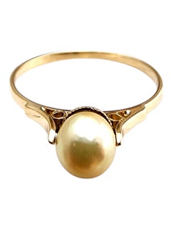 18 Karat Yellow Gold Pearl Ring Size 7 #24251
