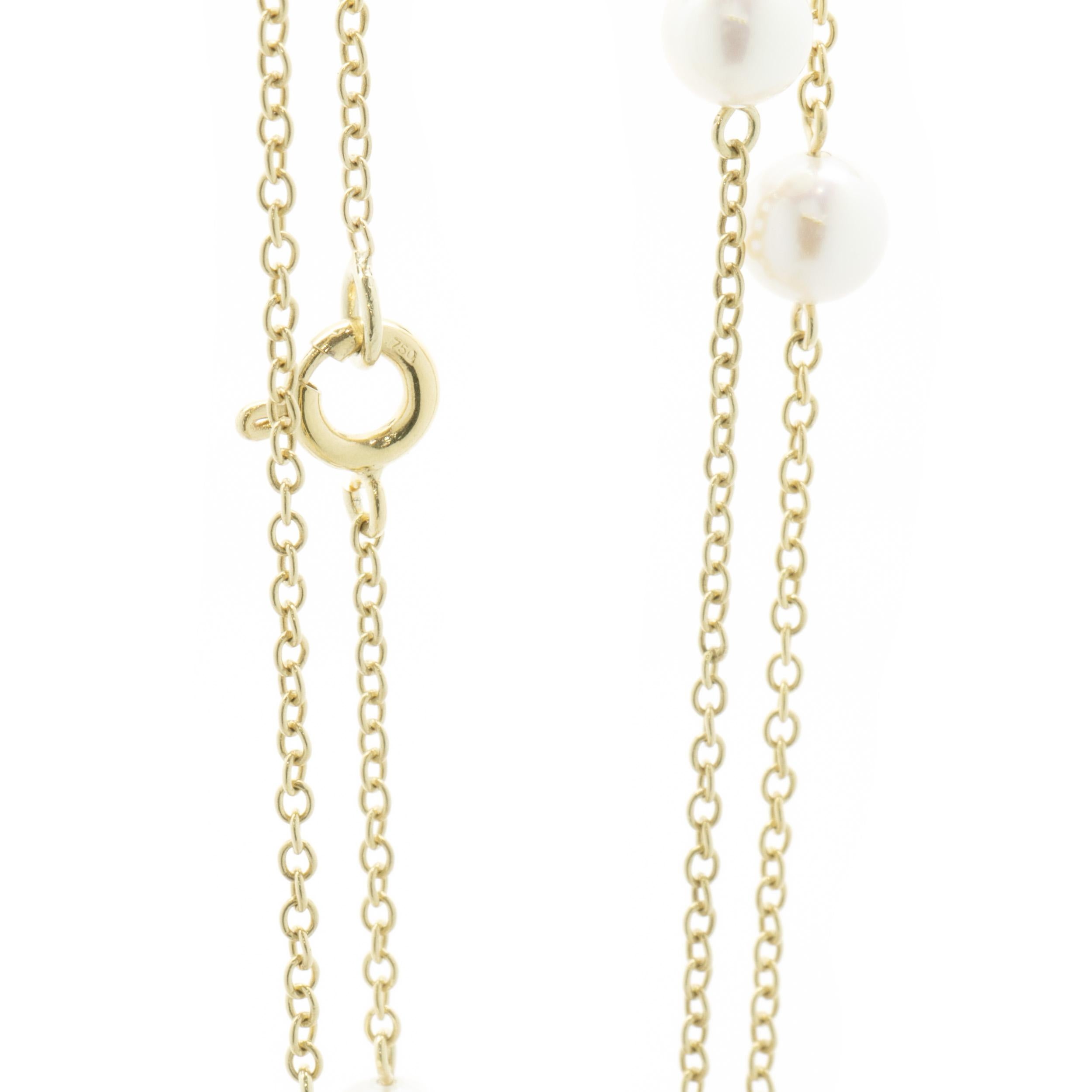 Collier station en or jaune 18 carats et perles Excellent état - En vente à Scottsdale, AZ
