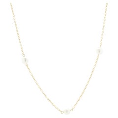Collar Estación de Perlas de Oro Amarillo de 18 Kilates