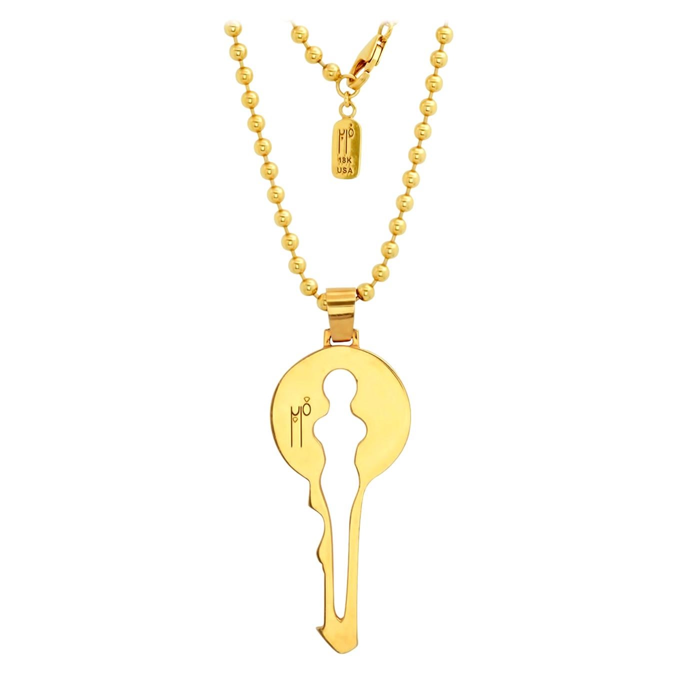 FARBOD 18 Karat Yellow Gold Pendant "Answer" For Sale