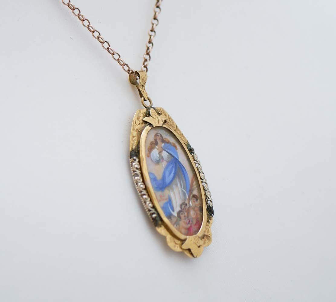 18 Karat Yellow Gold Pendant. Retro en venta