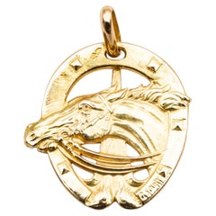 18 Karat Yellow Gold Pendant Lucky Charm, Horse