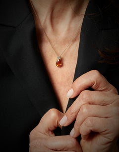 18 Karat Gelbgold Anhänger-Halskette mit 2,21 Karat Granat und Diamant