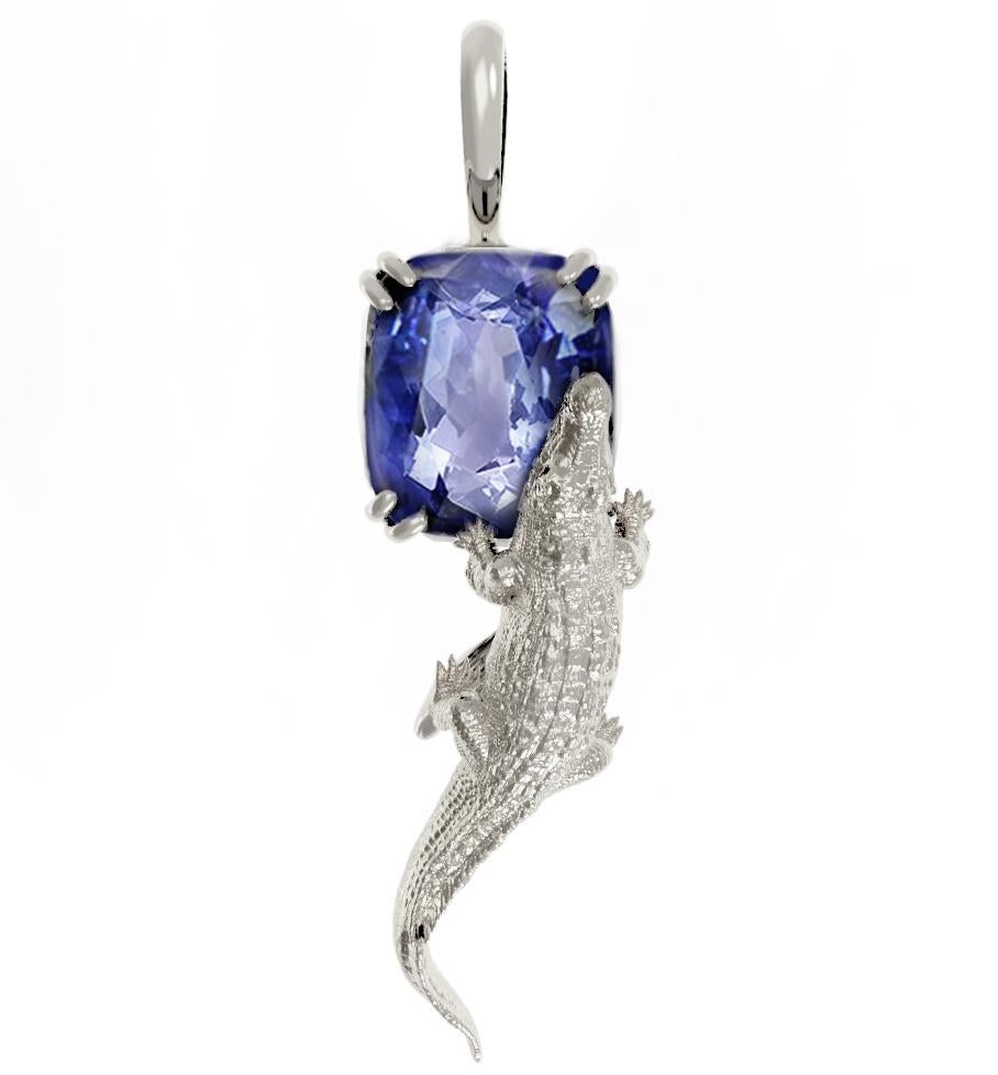 Eighteen Karat Yellow Gold Pendant Necklace with MGL Certified Tanzanite In New Condition For Sale In Berlin, DE