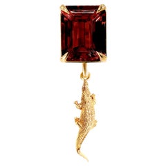 Eighteen Karat Yellow Gold Pendant Necklace with Rhodolite Garnet by Artist