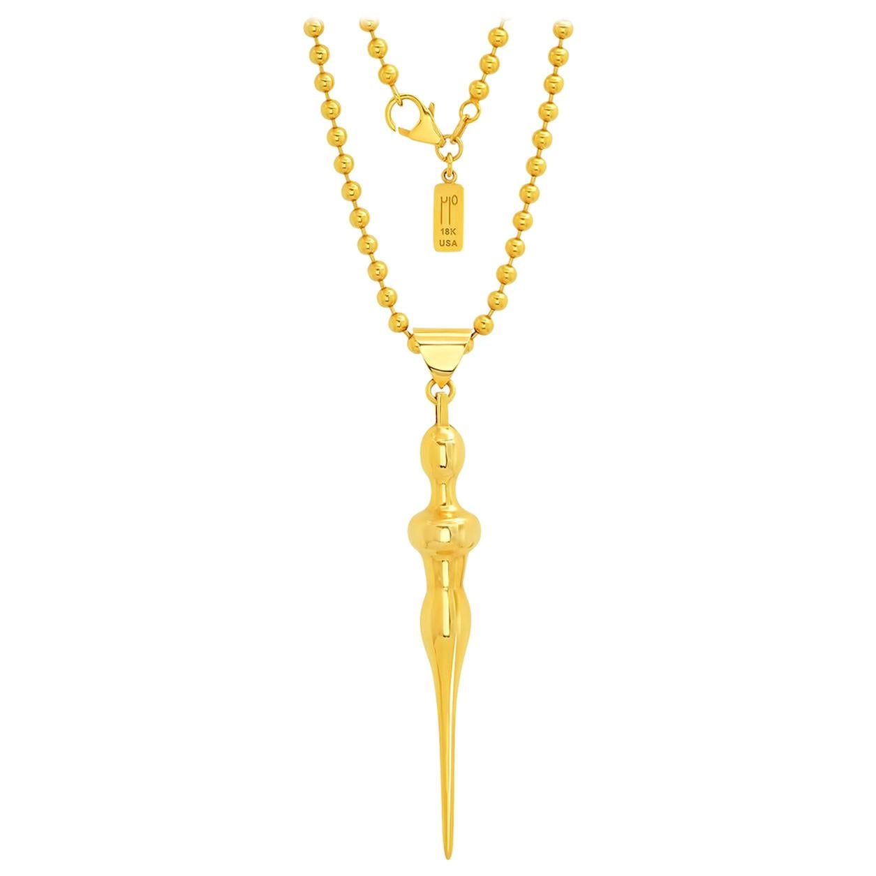 FARBOD 18 Karat Yellow Gold Pendant "Unveil" 'Unisex' For Sale