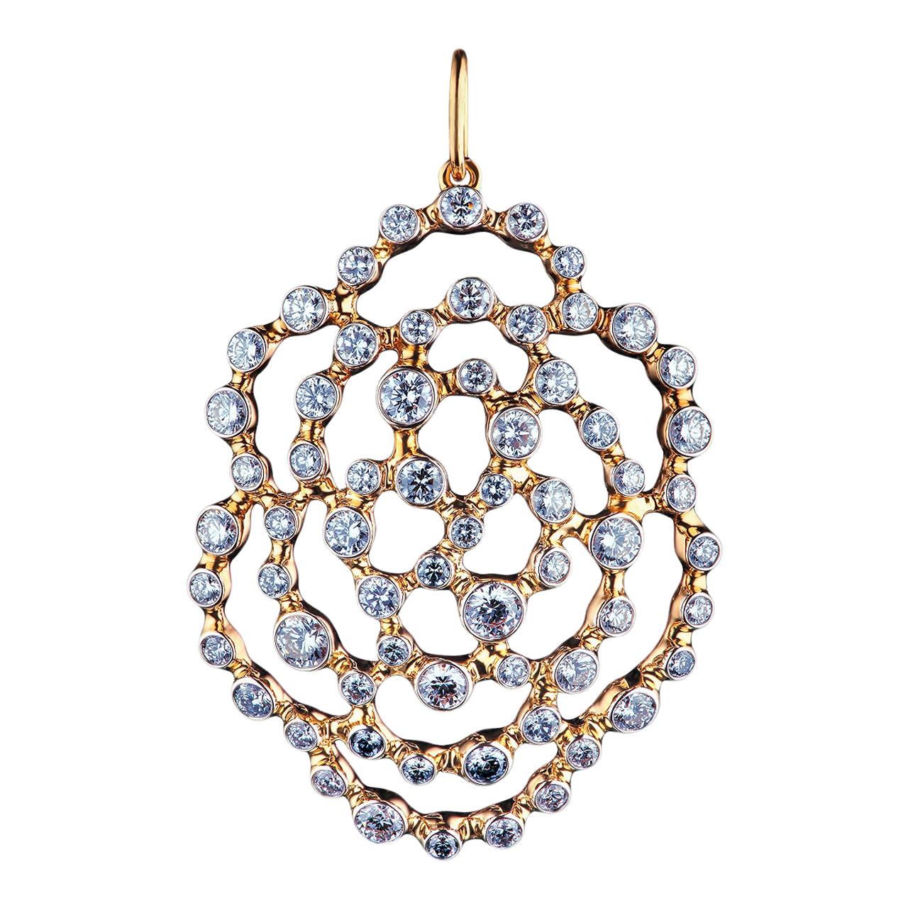 18 Karat Yellow Gold Pendant with 2.22 Carat Diamonds For Sale