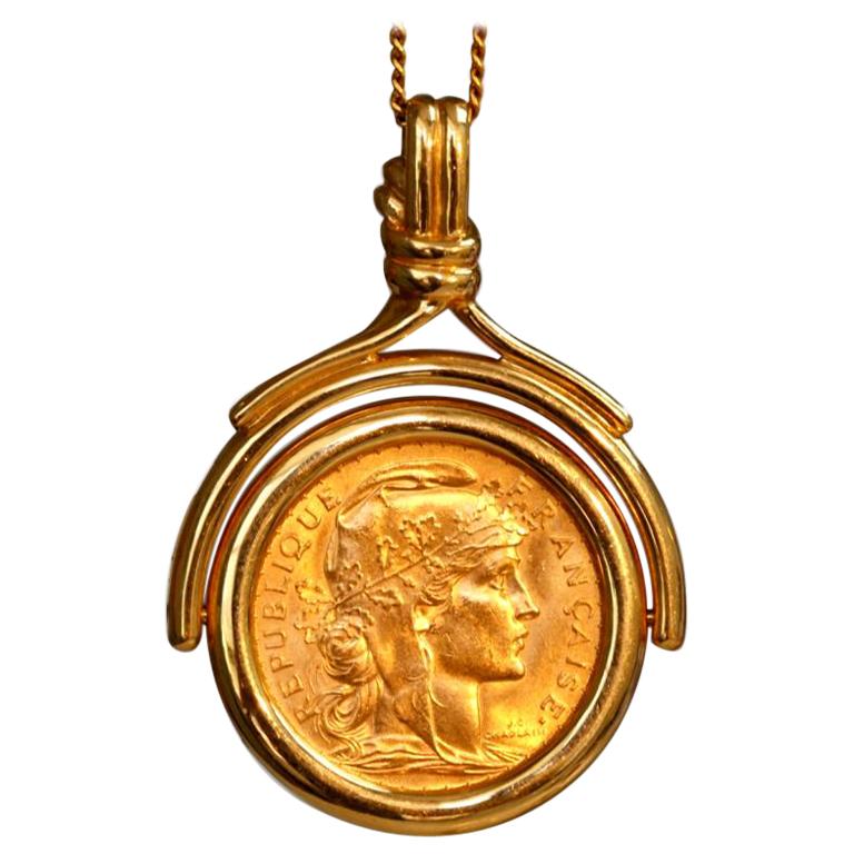 18 Karat Yellow Gold Pendant with Antique Gold Coin