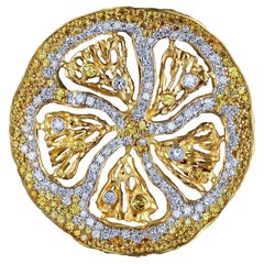 18 Karat Yellow Gold Pendant with Diamonds and Yellow Sapphires 