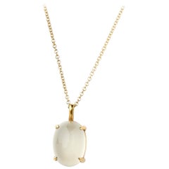 18 Karat Yellow Gold Pendent Necklace with 20 Carat Oval Cabochon Cut Moonstone