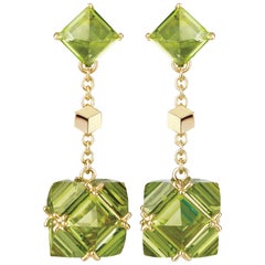 Paolo Costagli 18 Karat Yellow Gold Peridot, 15 Carats Very PC Earrings, Petite