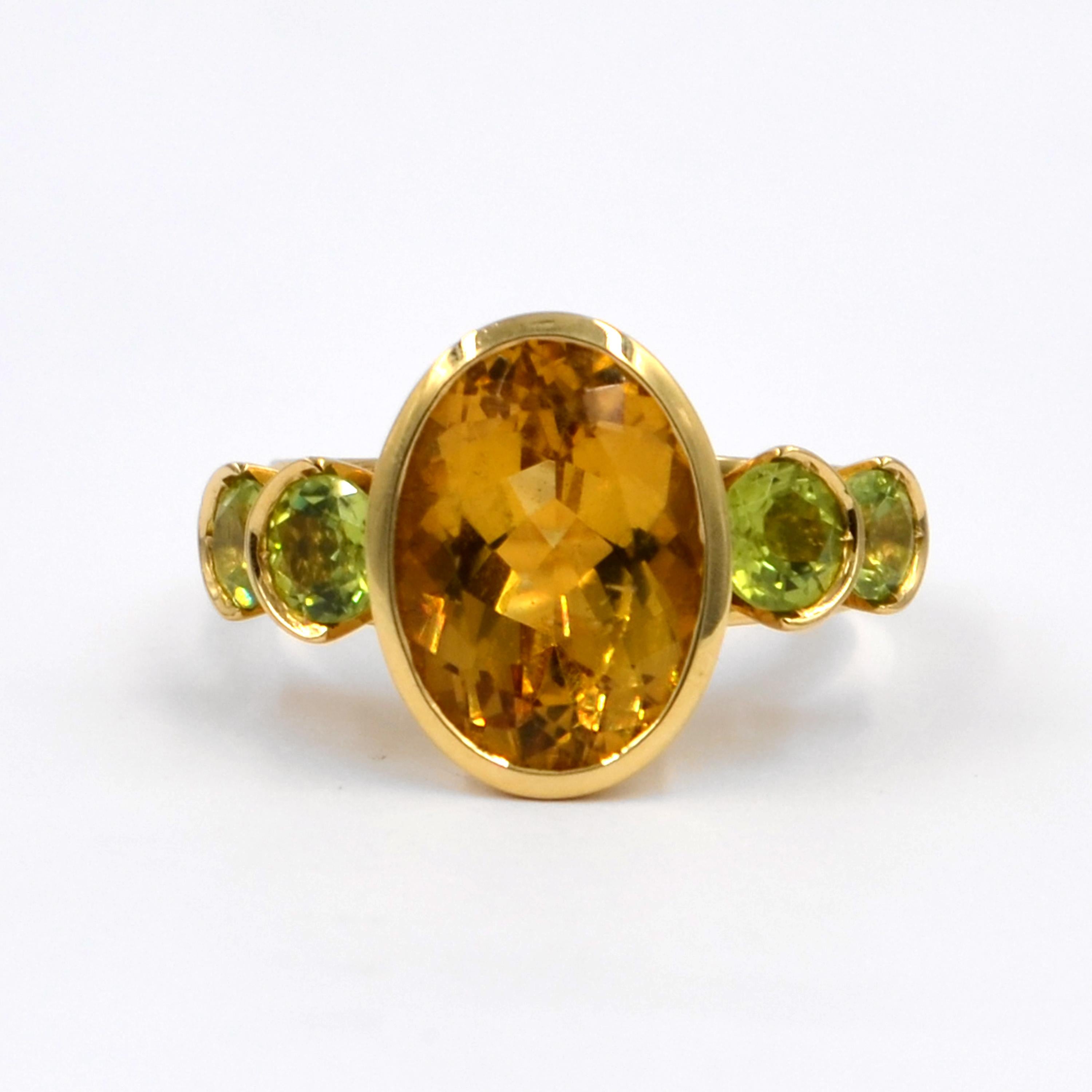 citrine and peridot ring