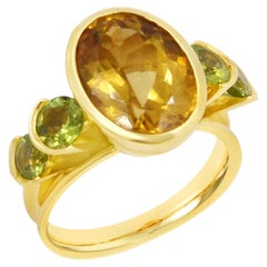 18 Karat Yellow Gold Peridot and Citrine Garavelli Ring
