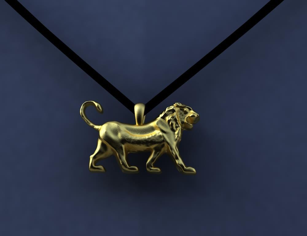 Contemporain Collier pendentif lion Persée en or jaune 18 carats avec pendentif en vente