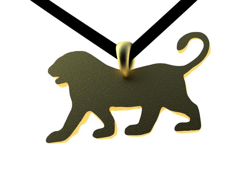 Women's or Men's 18 Karat Yellow Gold Persepolis Lion Pendant Necklace For Sale