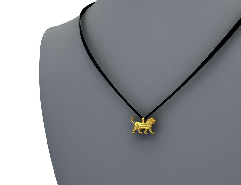 18 Karat Yellow Gold Persepolis Lion Pendant Necklace For Sale 1