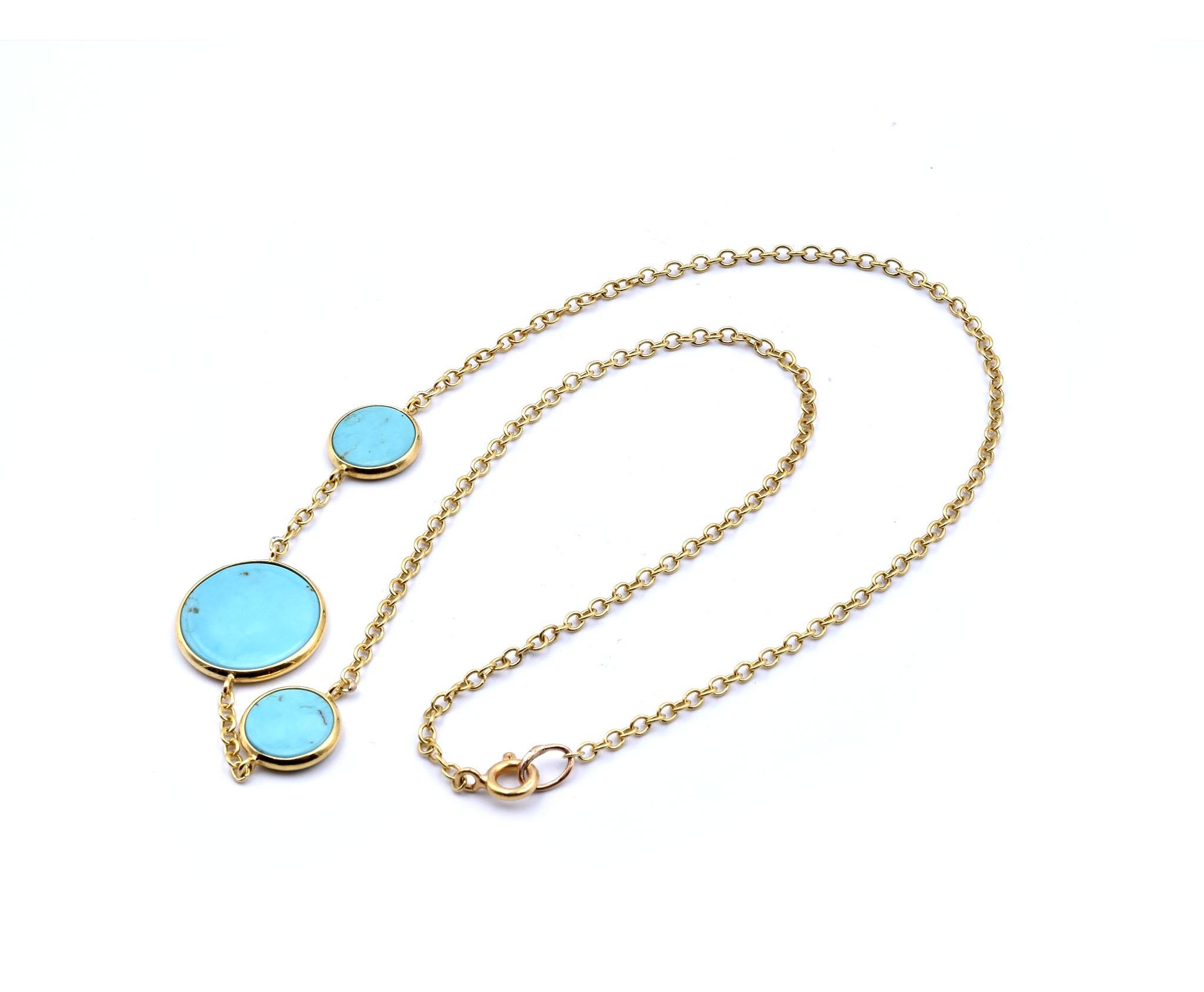18 Karat Yellow Gold Persian Turquoise Necklace In Excellent Condition In Scottsdale, AZ