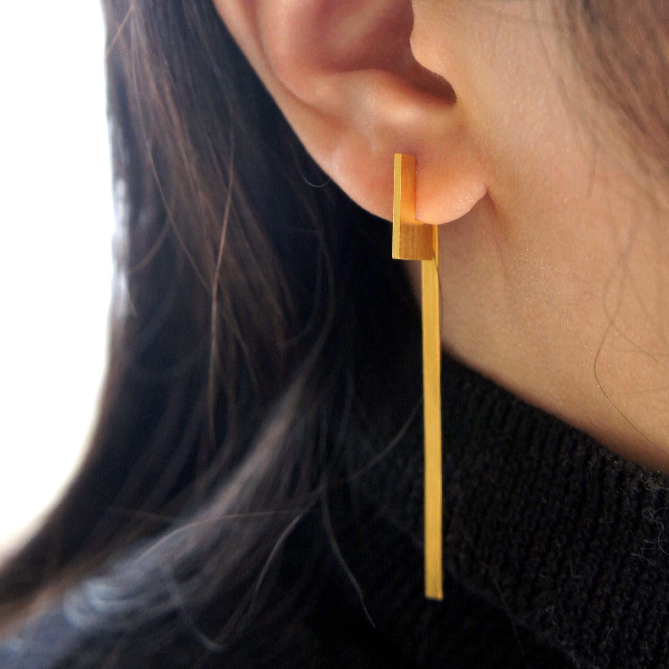 18 Karat Gelbgold Perspective Swing Extension Feine Ohrringe für Damen oder Herren im Angebot